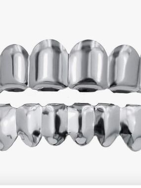 Chrome Dental Grillz Full Upper and Lower Set